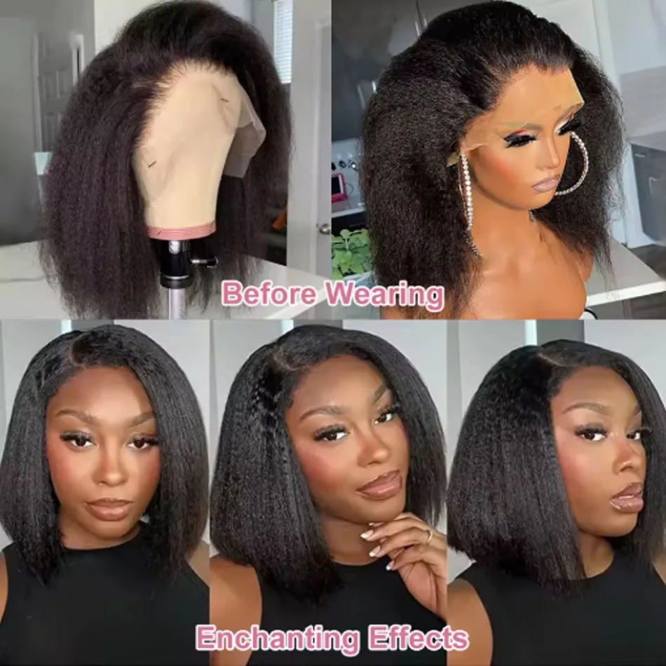 Kinky straight short bob 100% human - Фотография_4