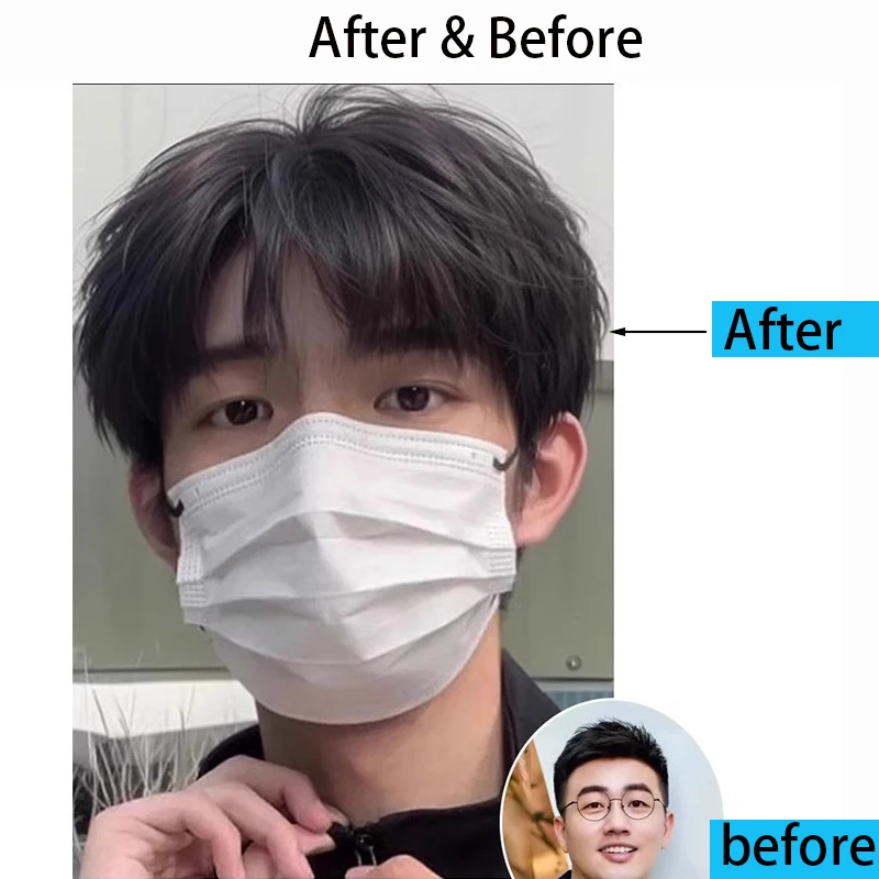 Красивый корейский черный короткий прямой парик для мальчиков - Фотография_2