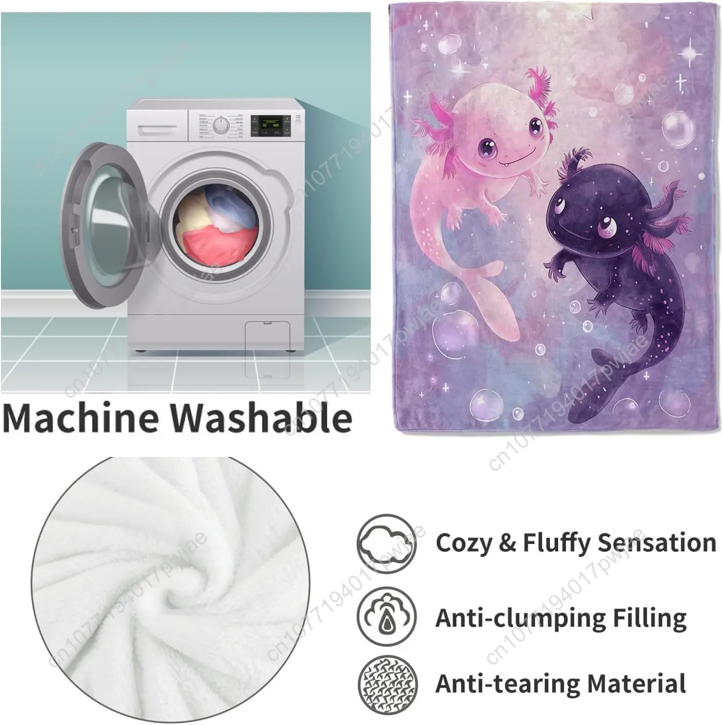 Одеяло axolotl, милые фланелевые одеяла axolotls - Фотография_4