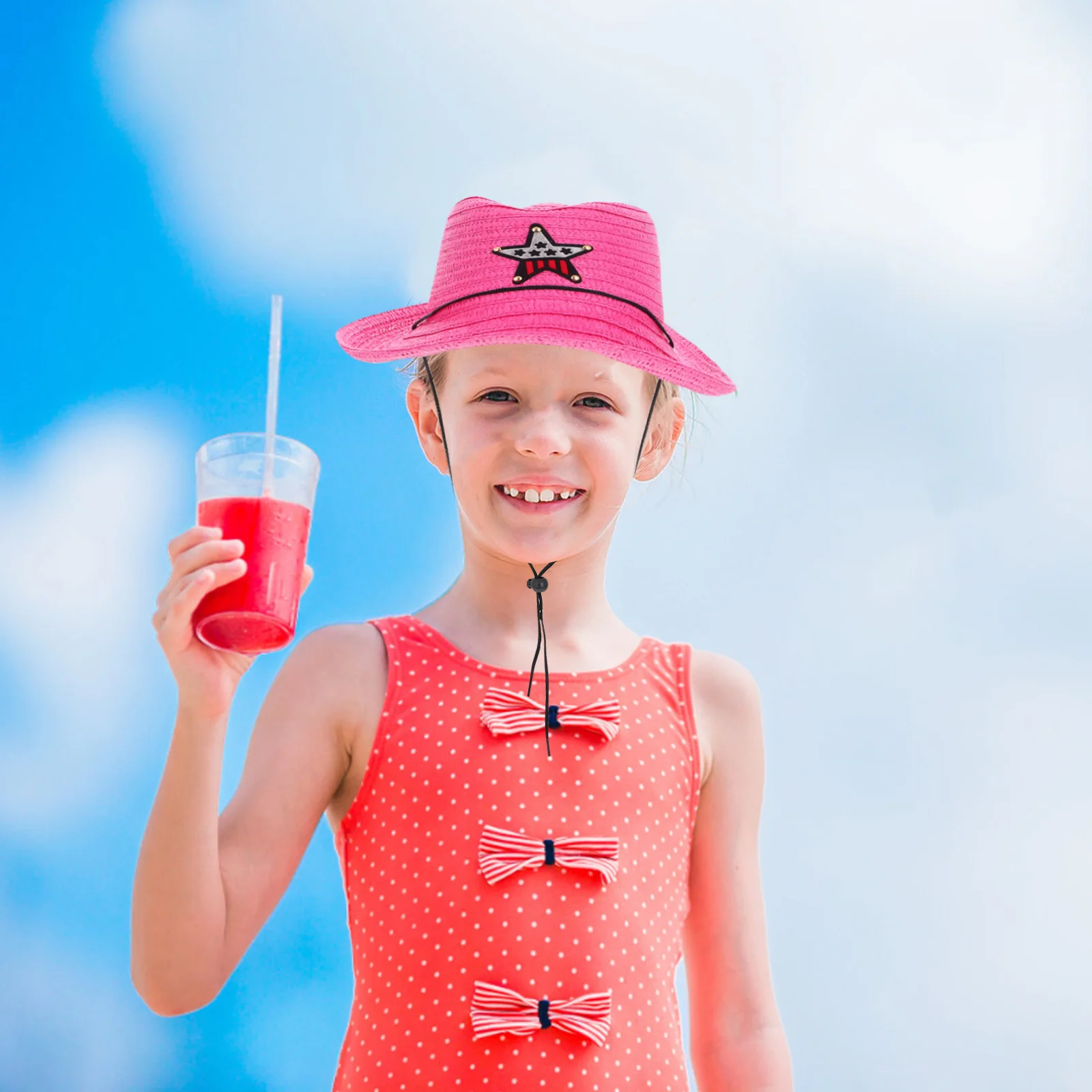 Детская ковбойская шляпа с соломенным узором звезды - Фотография_2