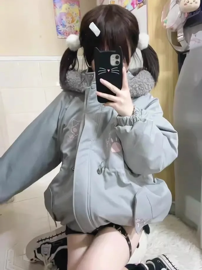 Японская кавайная 2d милая пуховая парка с капюшоном для девочек - Фотография_2