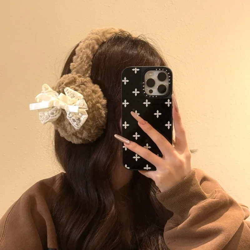 Женские кавайные наушники с корейским бантом - Фотография_4