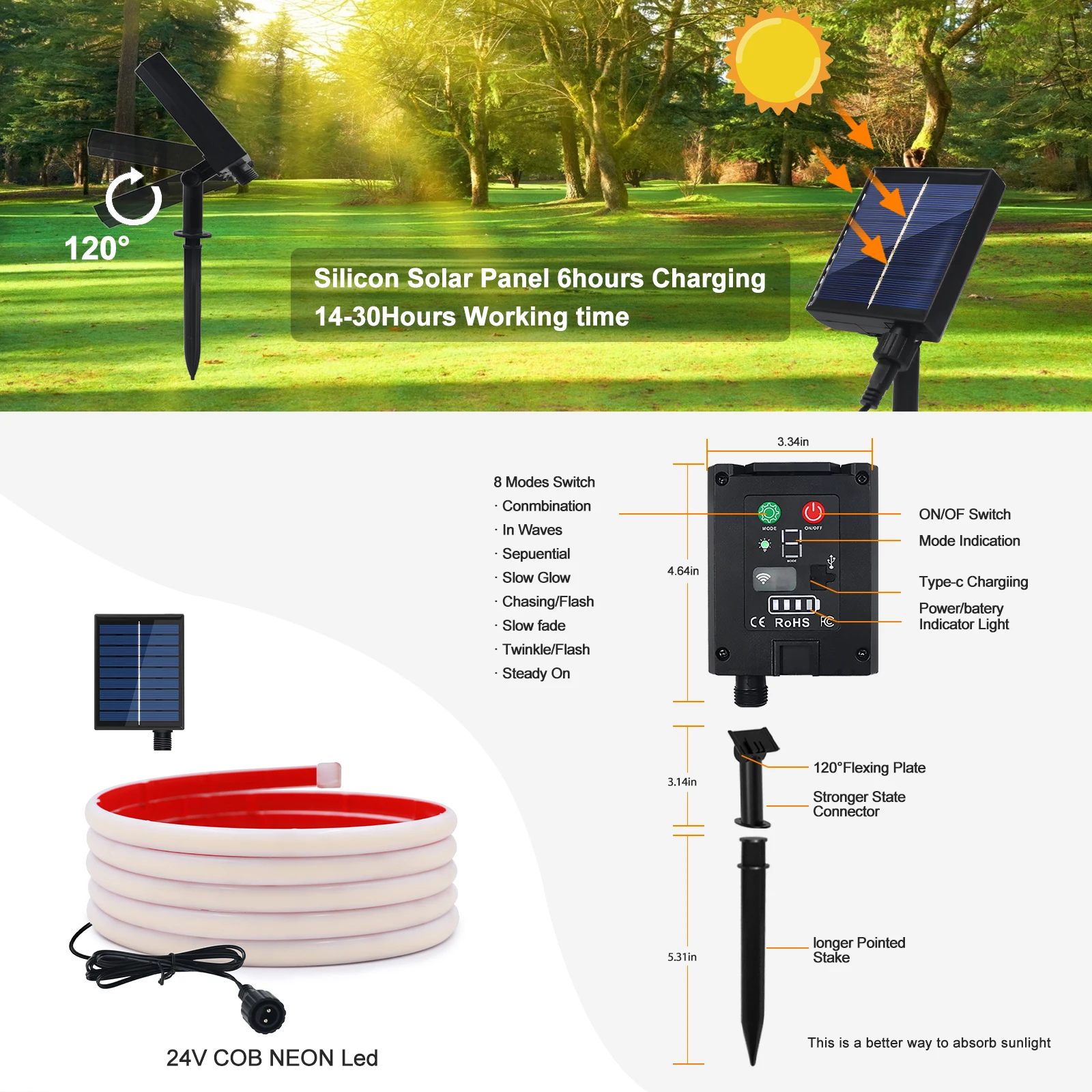 Dc24v солнечная неоновая лента - Фотография_6