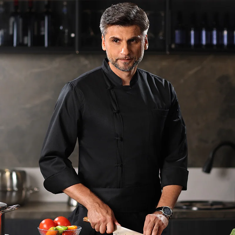 Мужское пальто шеф-повара на пуговицах с длинным рукавом