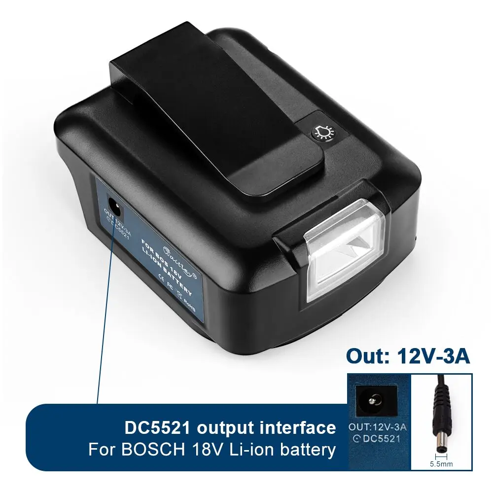 Адаптер фонарика для аккумулятора bosch 18 в со светодиодной лампой - Фотография_6