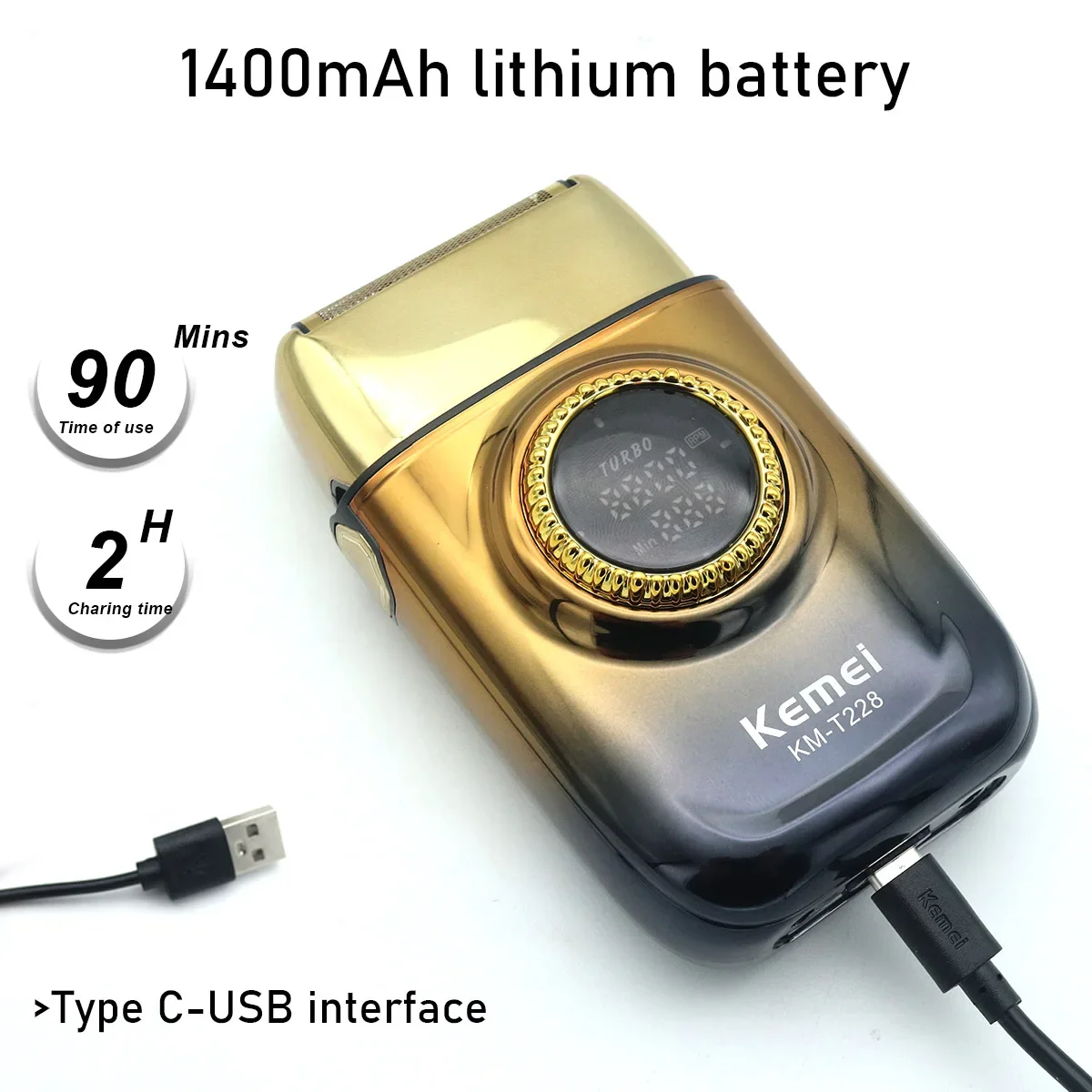 Kemei km-t228 мужской станок для бритья со светодиодным дисплеем - Фотография_6
