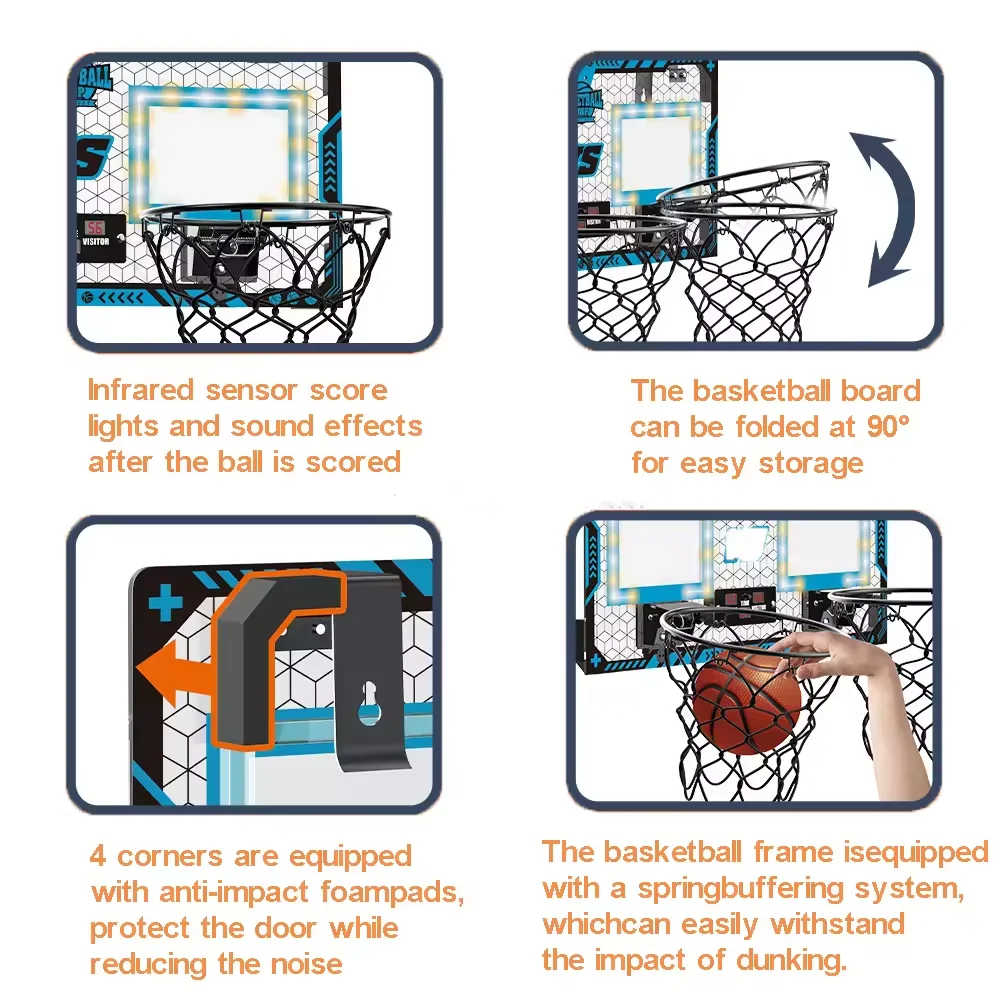 Двухъядерная складная баскетбольная доска из пэт с подсветкой - Фотография_3