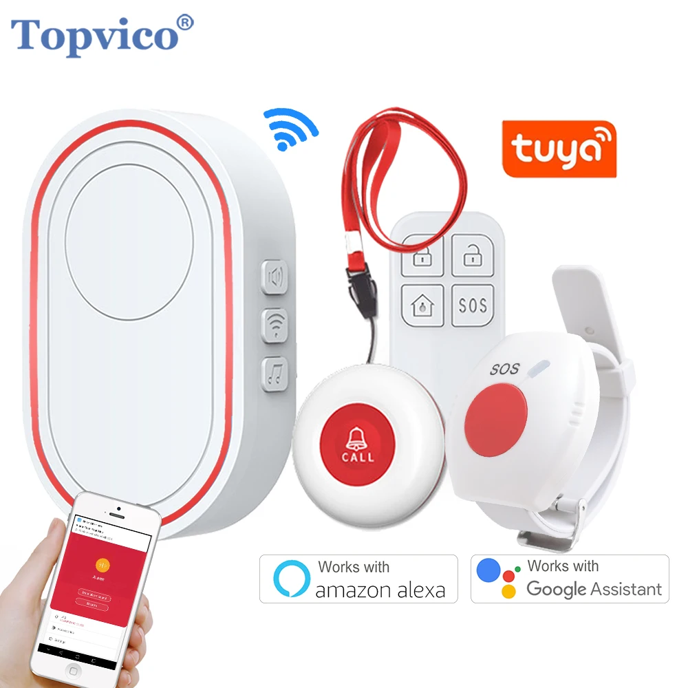 Умная тревожная кнопка topvico wi-fi для пожилых людей
