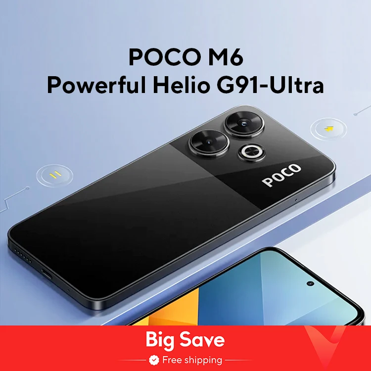Смартфон poco m6 global version 128 гб/256 гб mediatek helio g91 ultra 6