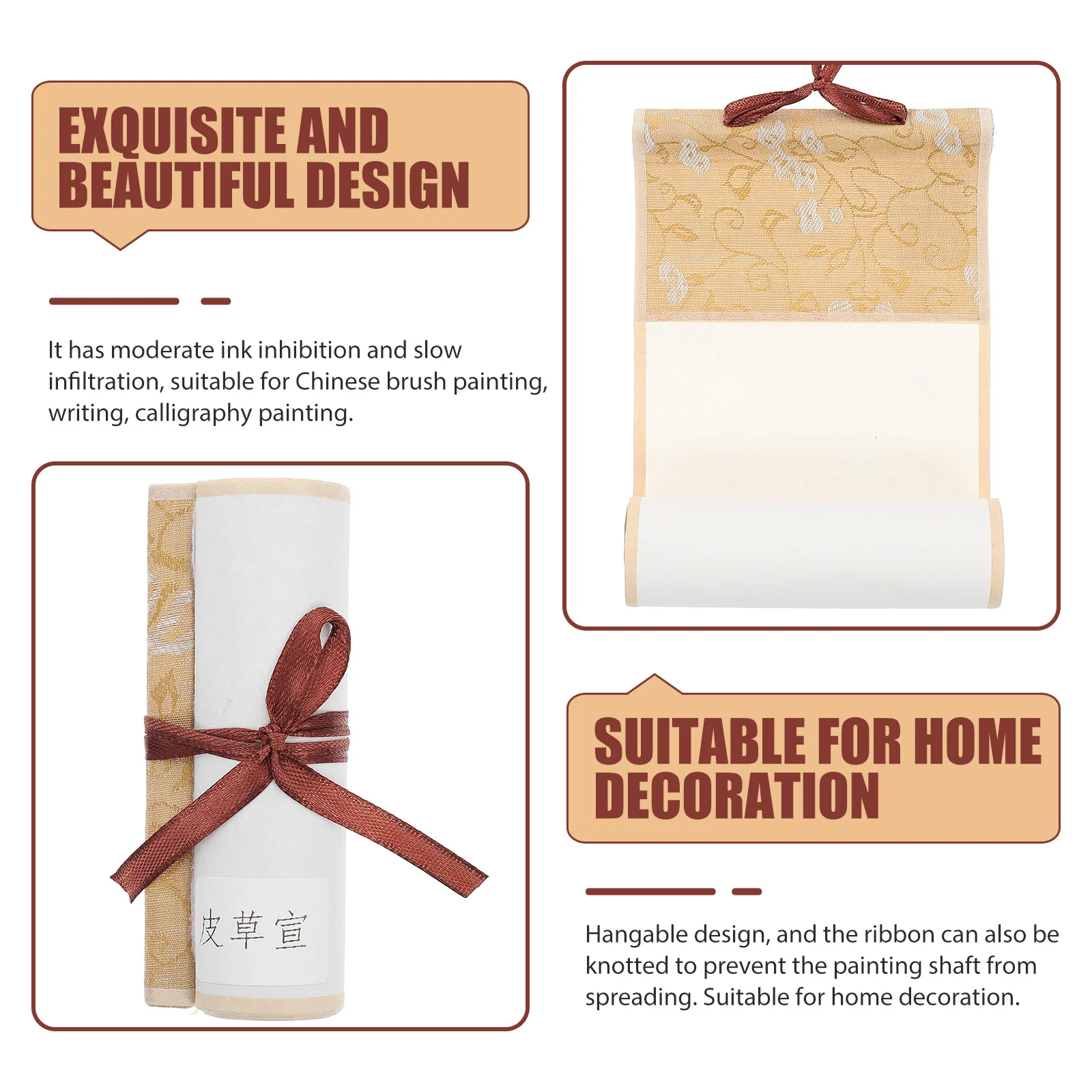 Чистый свиток рисовой бумаги 30x50 см для письма китайской каллиграфии - Фотография_5