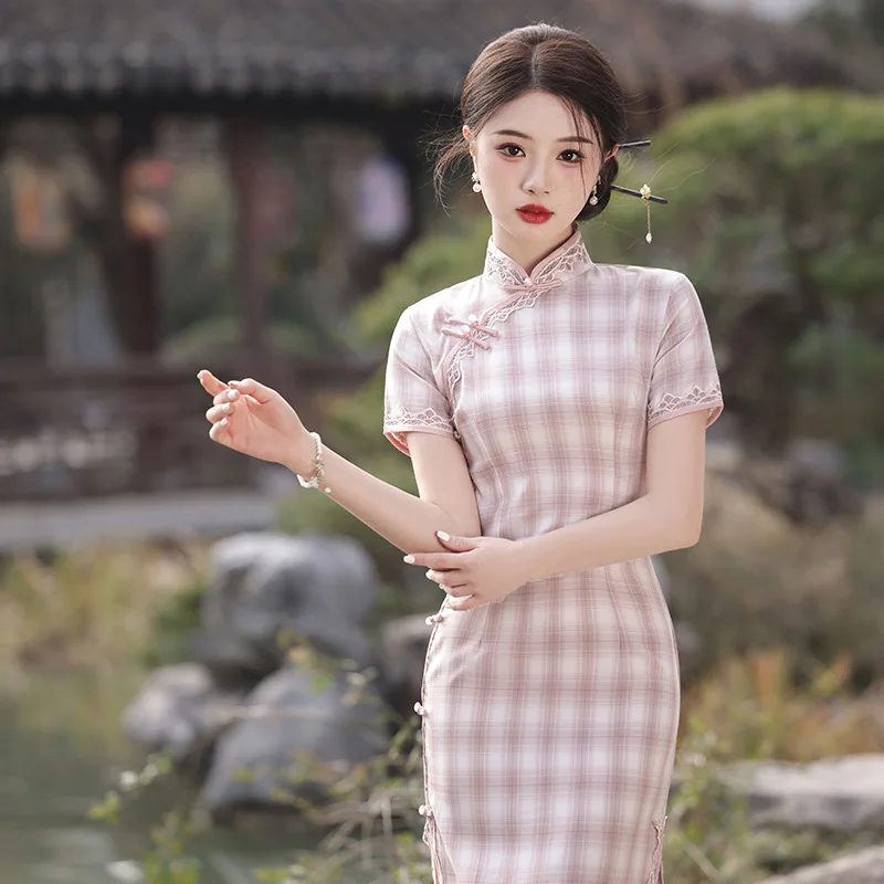 Cheongsam с розовой сеткой - Фотография_3