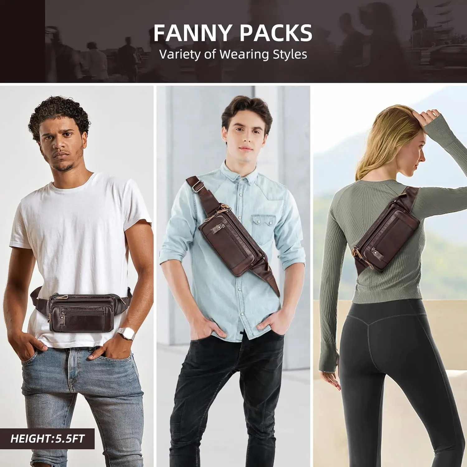 Кожаная поясная сумка для мужчин и женщин - Фотография_2