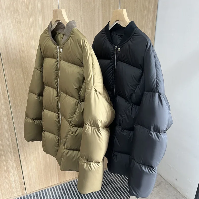 Schinteon женская куртка на белом утином пуху с бейсбольным воротником - Фотография_4