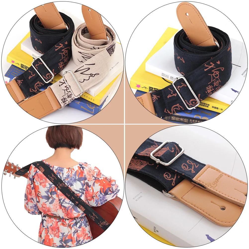 Хлопково-льняной гитарный ремень от 85 см до 145 см - Фотография_5