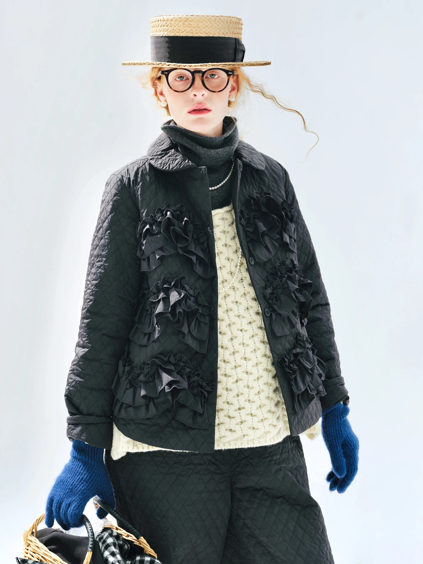 Женская хлопковая куртка с круглым вырезом — зимний стиль imakokoni 2025 - Фотография_2