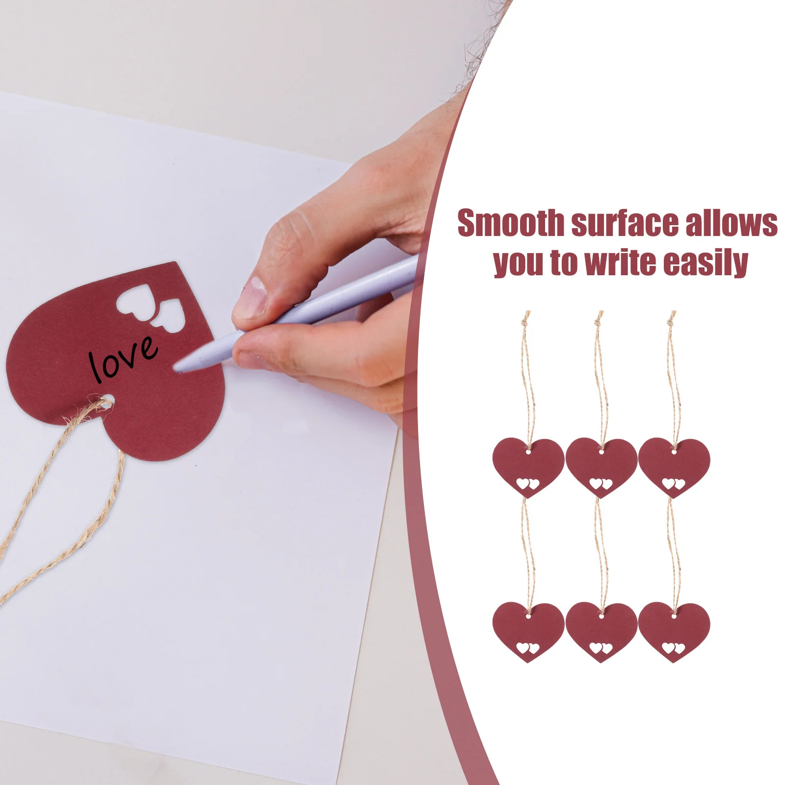 1 комплект бумажных бирки с вырезом в форме сердца