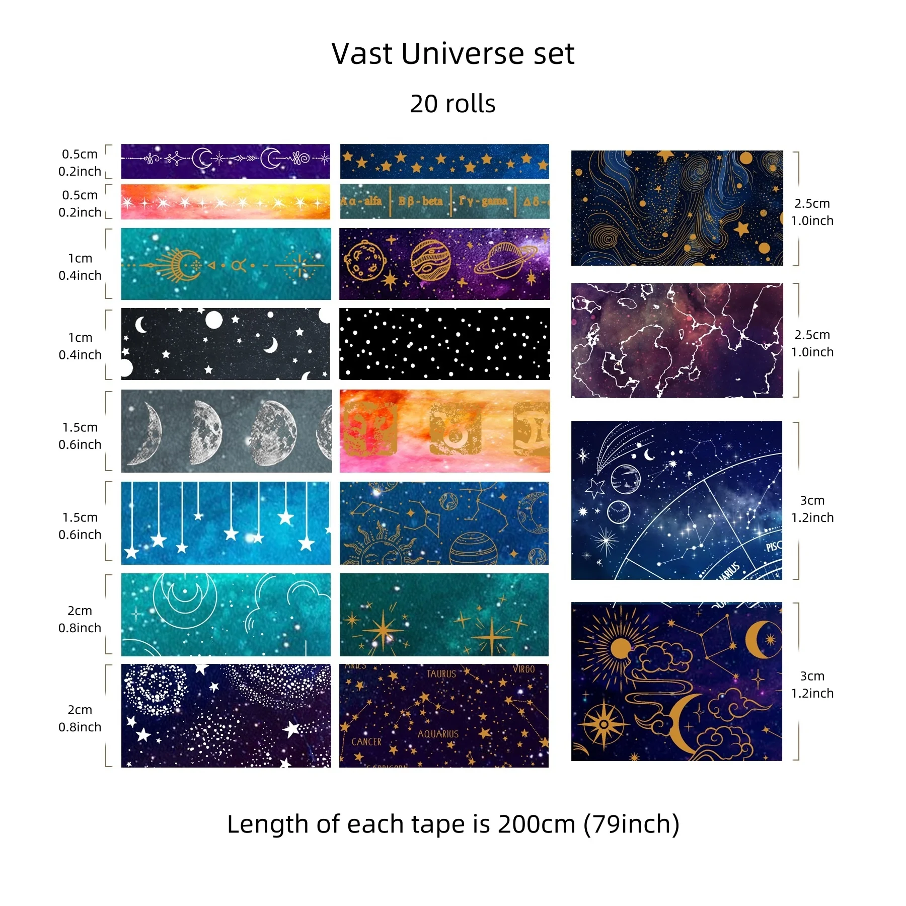 20 рулонов ленты vast universe washi - Фотография_6