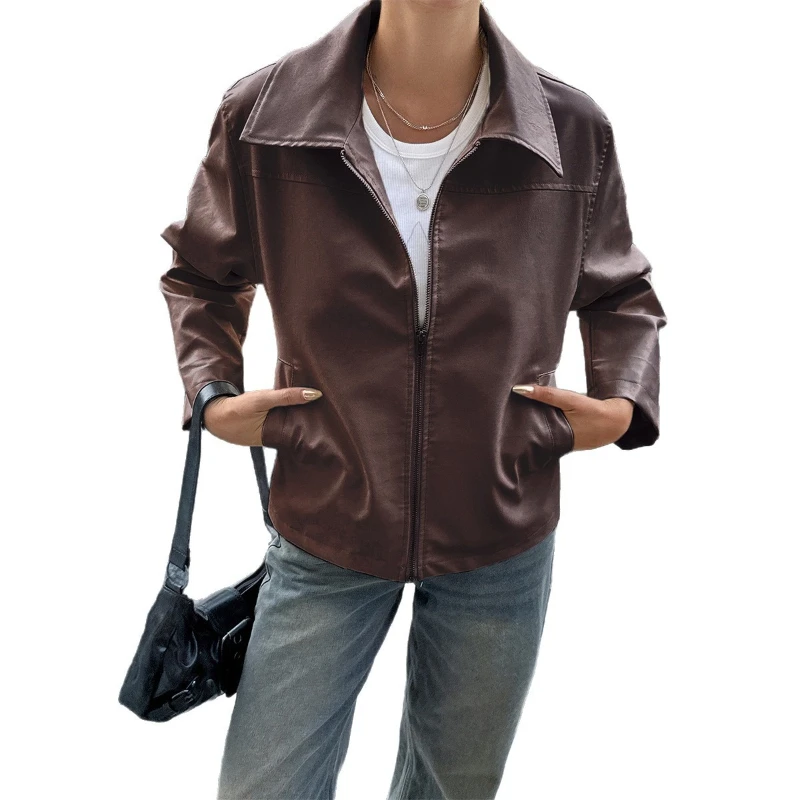 Кожаная куртка с длинными рукавами - Фотография_4