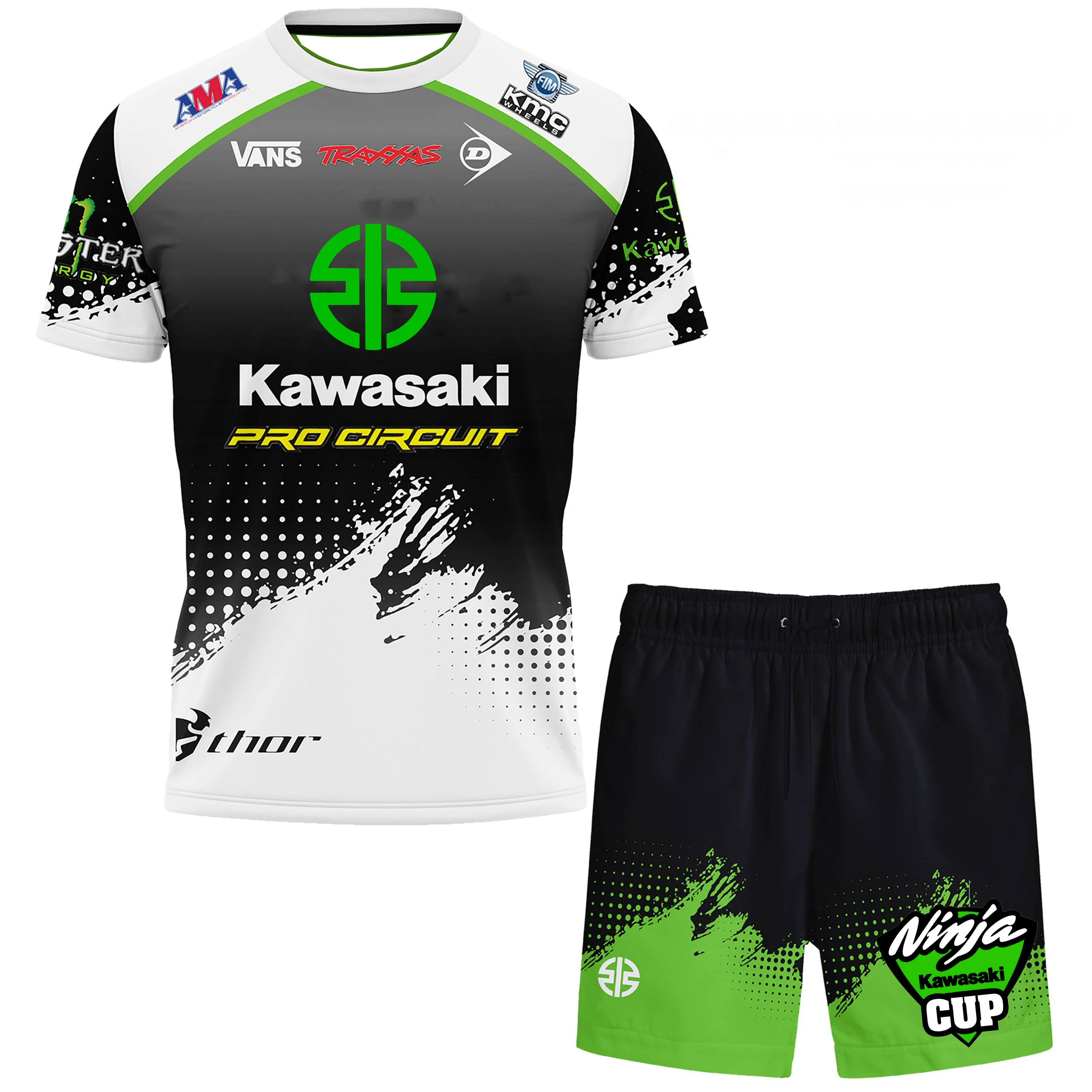 Года, мотоциклетная мужская футболка kawasaki + шорты - Фотография_5