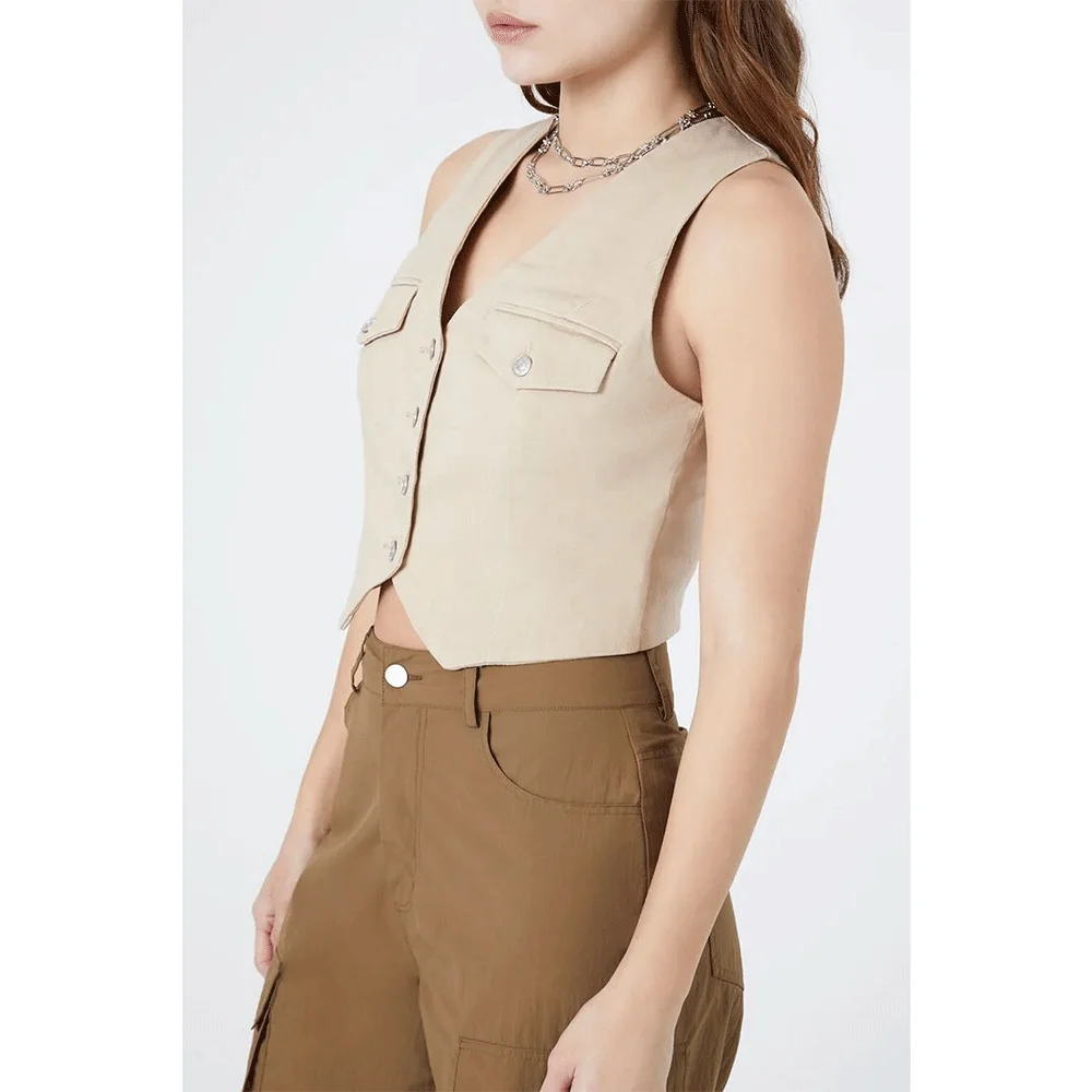 Хаки женский жилет современный - Фотография_2