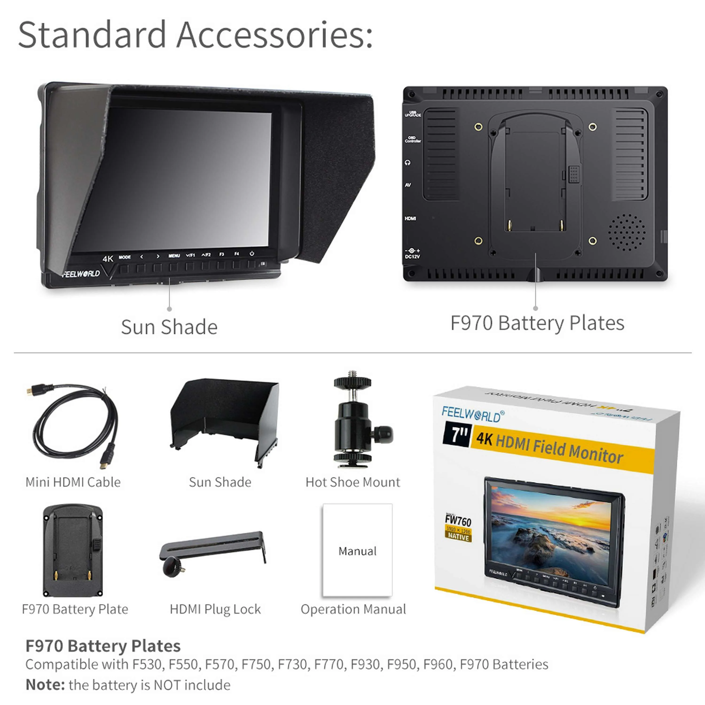 Feelworld fw760 портативный 7-дюймовый лучший монитор с краном - Фотография_6