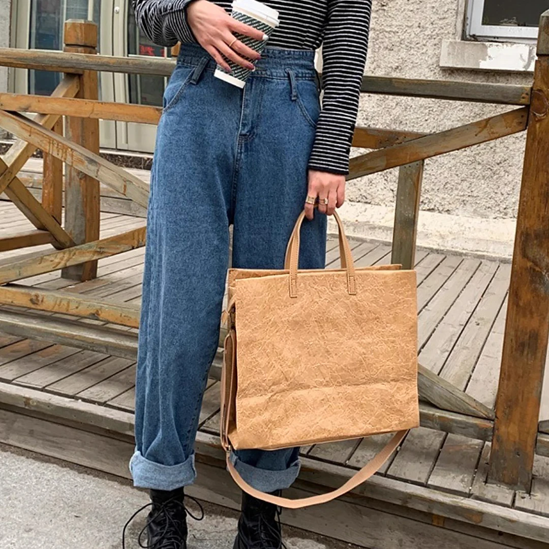 Женские винтажные сумки на плечо из крафт-бумаги - Фотография_4