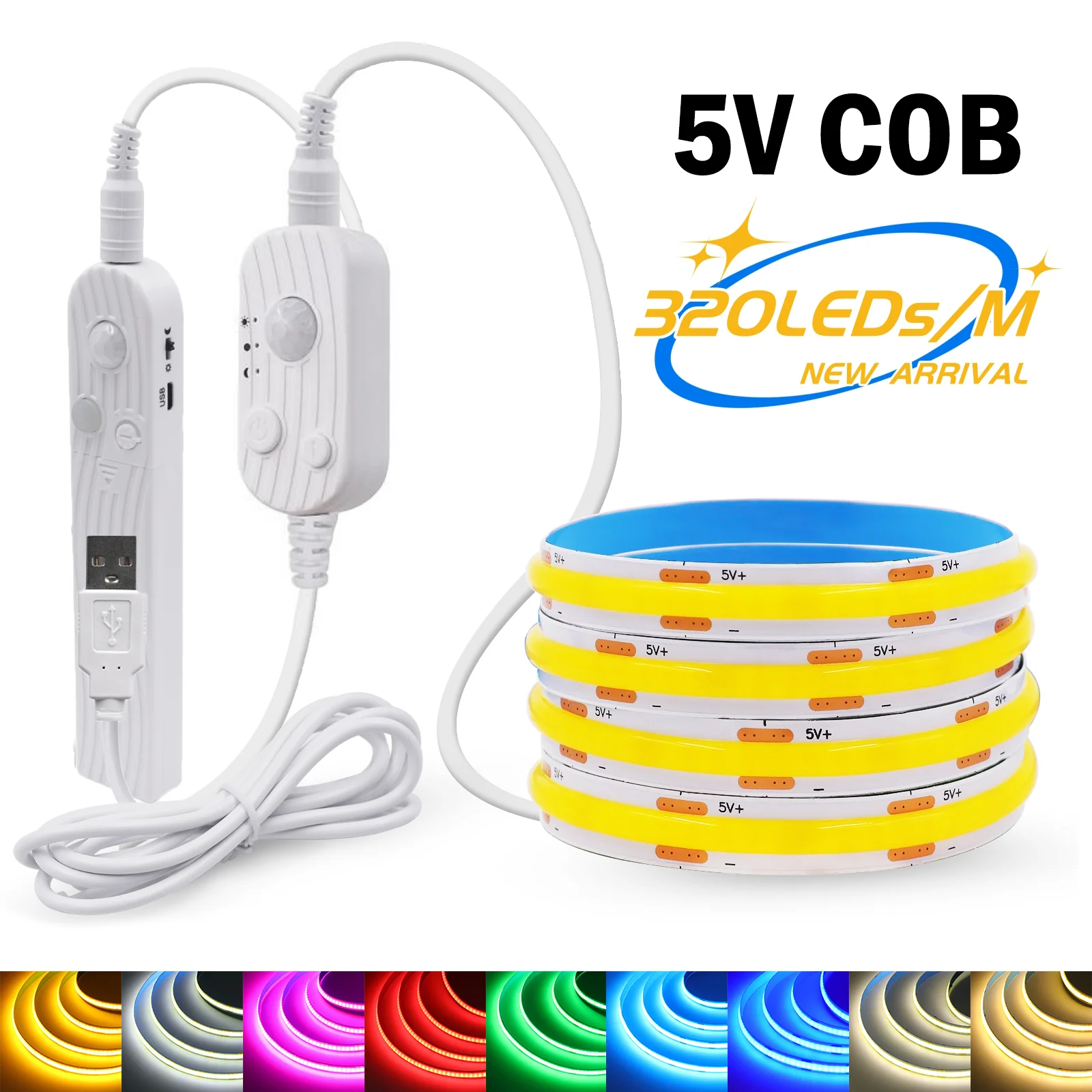 8 мм cob светодиодная лента 5 в