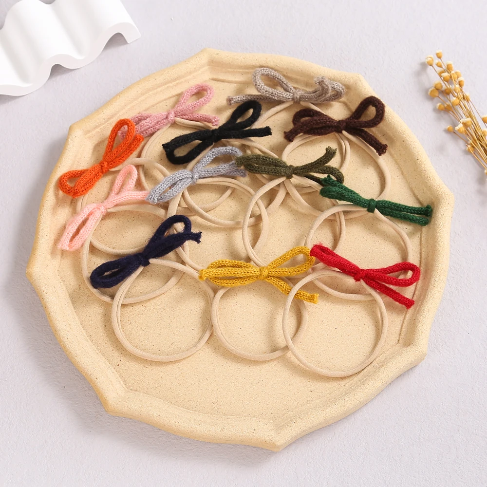 Модная шерстяная повязка на голову с бантом для маленьких девочек