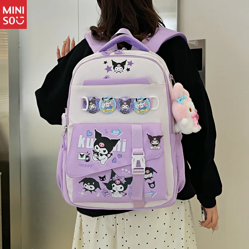 Школьный рюкзак miniso kuromi |   сумка большой вместимости для девочек - Фотография_4