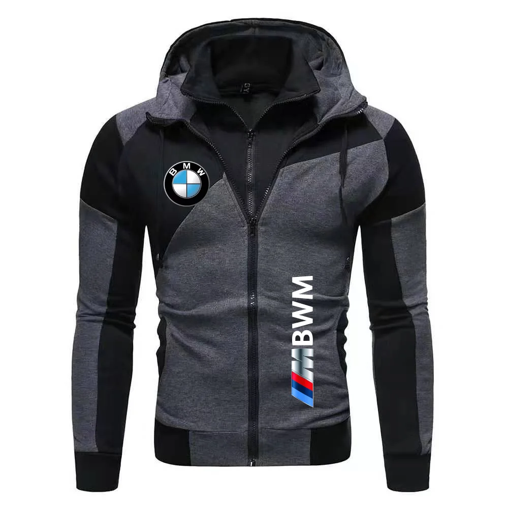 Осенняя мужская куртка-кардиган с двойной молнией и логотипом bmw - Фотография_2