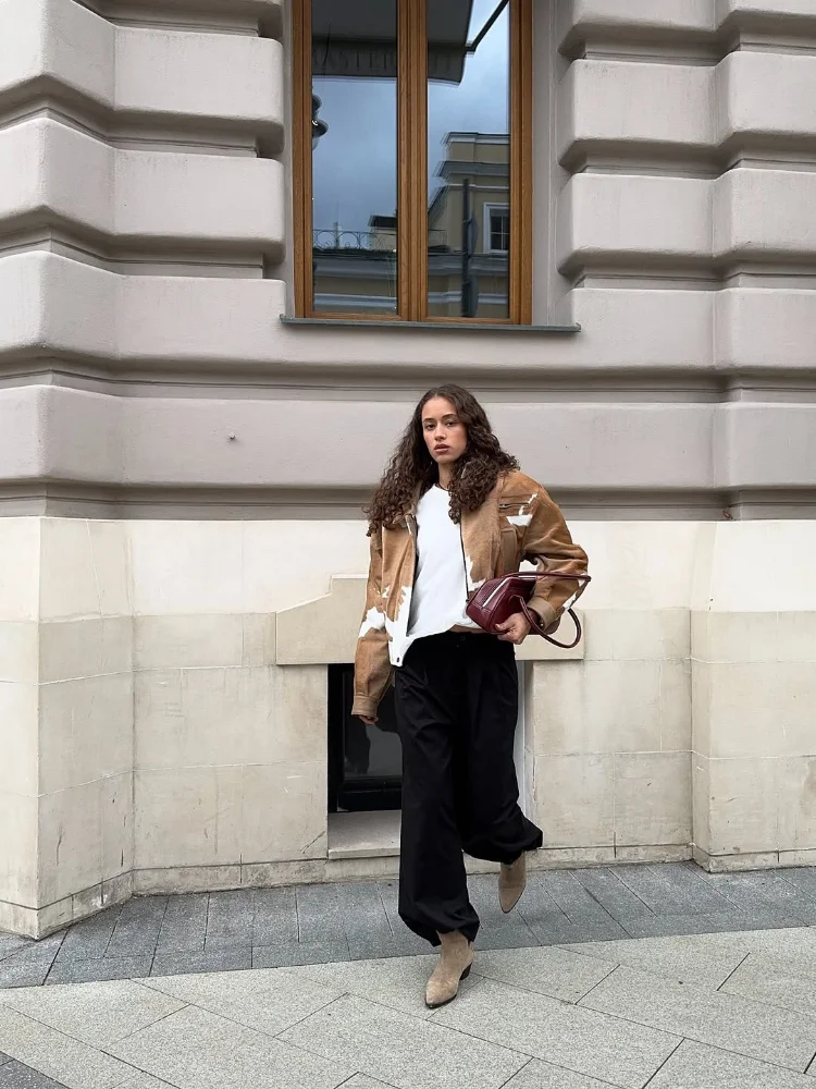 Свободная рубашка с v-образным вырезом и завязкой спереди - Фотография_3