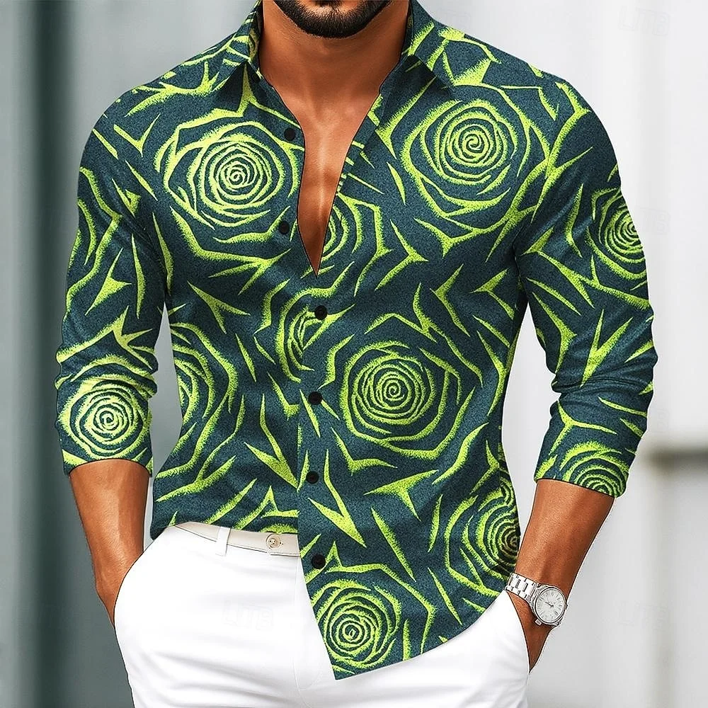 Мужская рубашка с геометрическим принтом 2025 года - Фотография_6