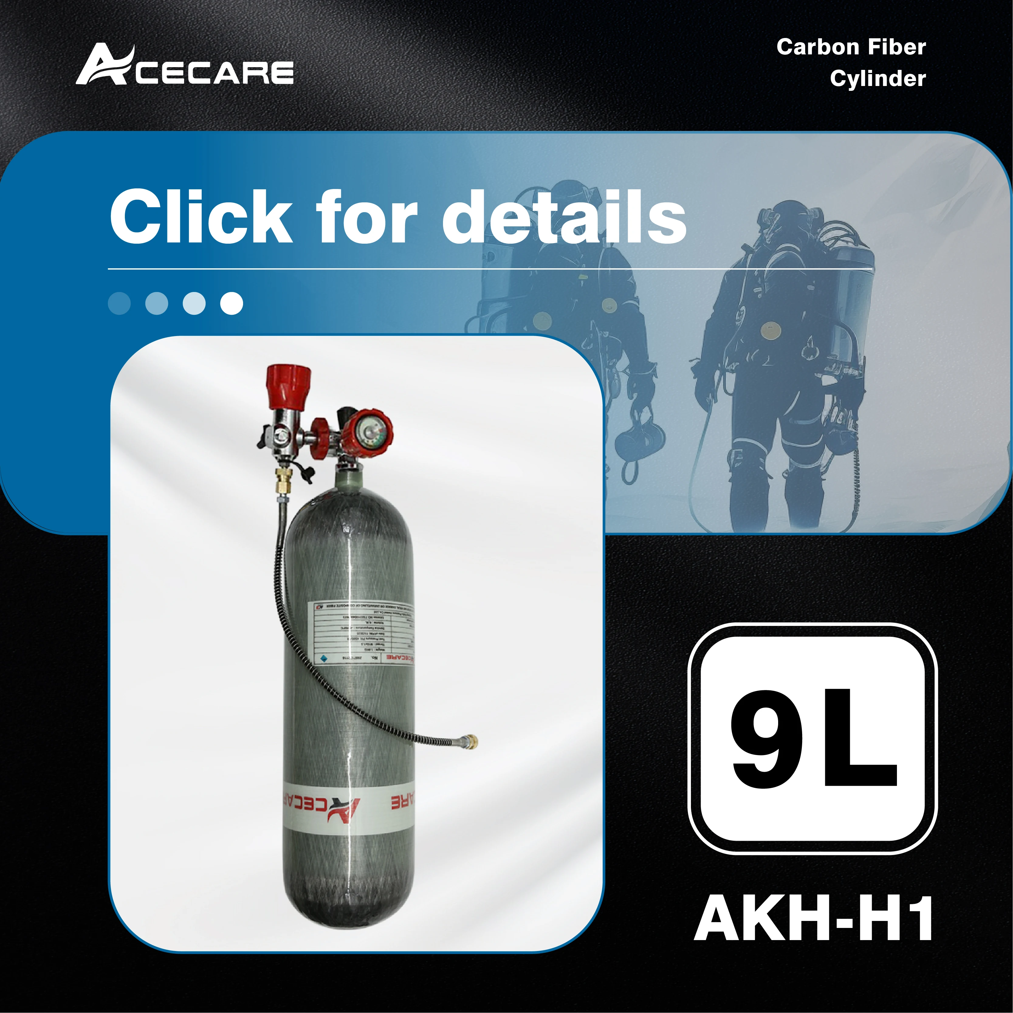 Цилиндр из углеродного волокна acecare 9l 4500psi 300bar hpa - Фотография_3