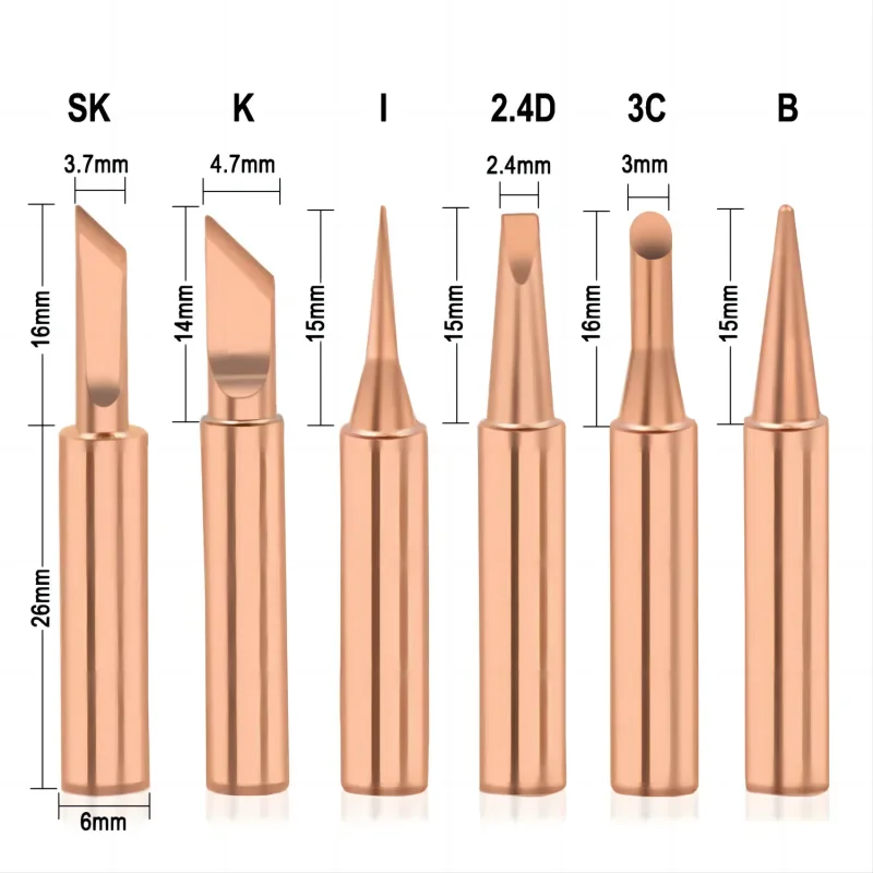 Jcd 5pcs медный паяльник i/b /k/2