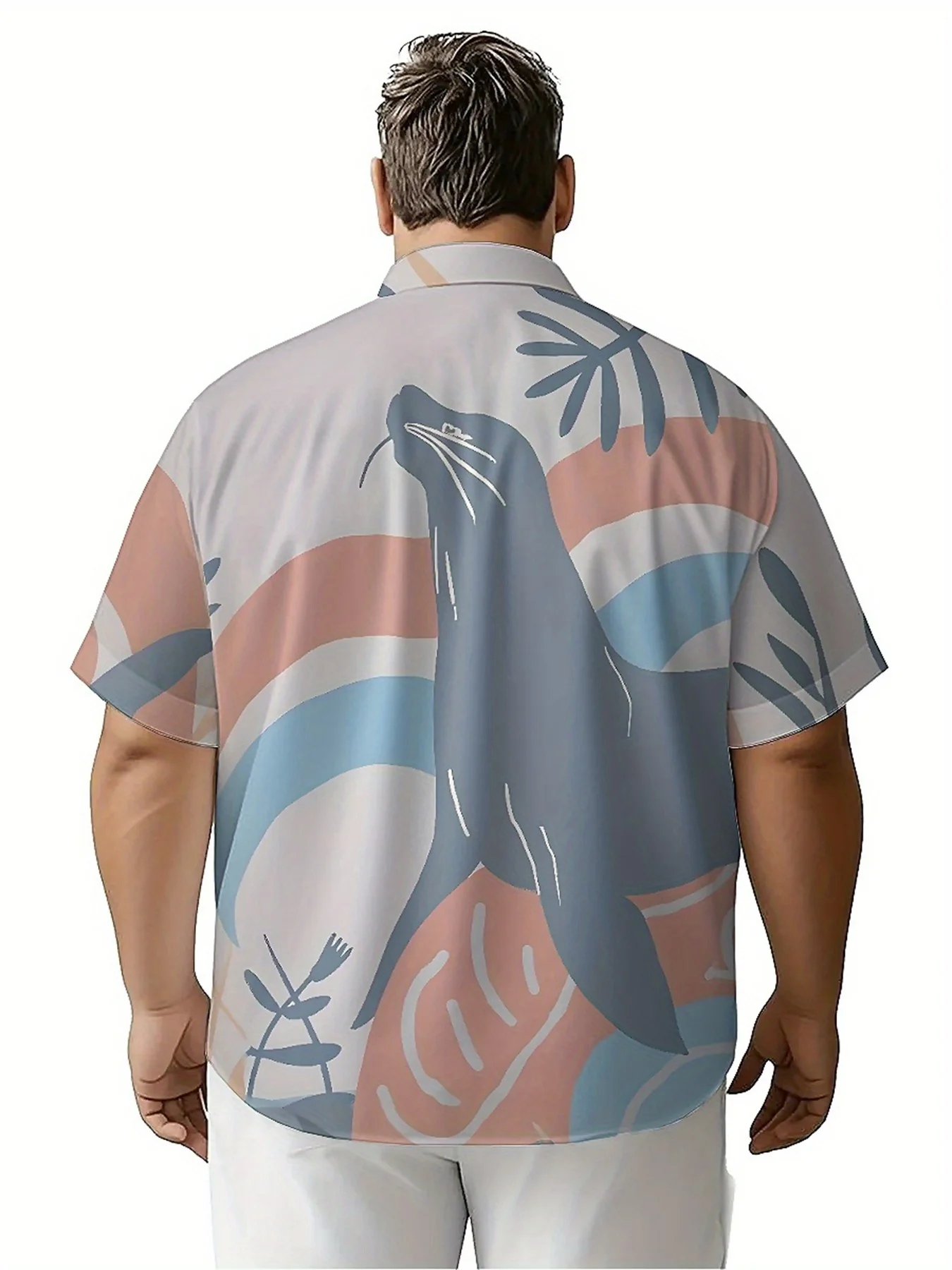 Мужские гавайские рубашки больших размеров с узором печатью - Фотография_2