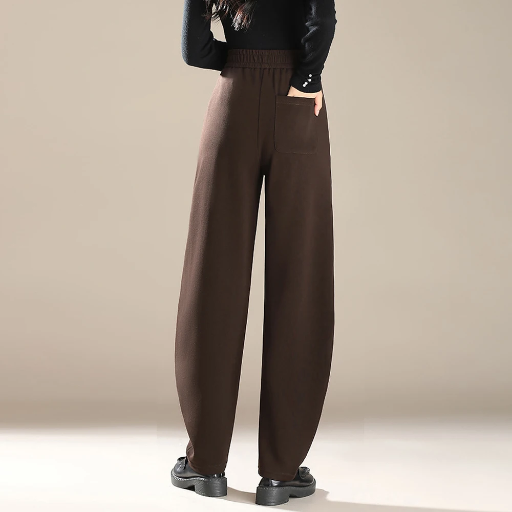 Брюки-бананы винно-красного цвета в европейском стиле - Фотография_2