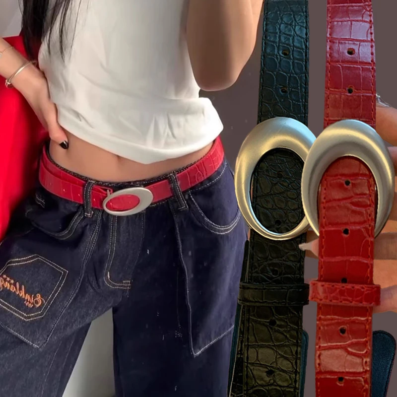 Винтажный американский ремень с крокодиловыми линиями для женщин и мужчин