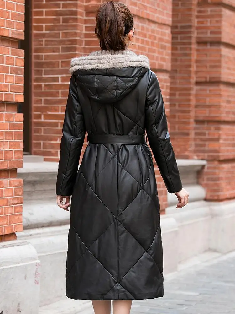 Женский кожаный пуховик - Фотография_5