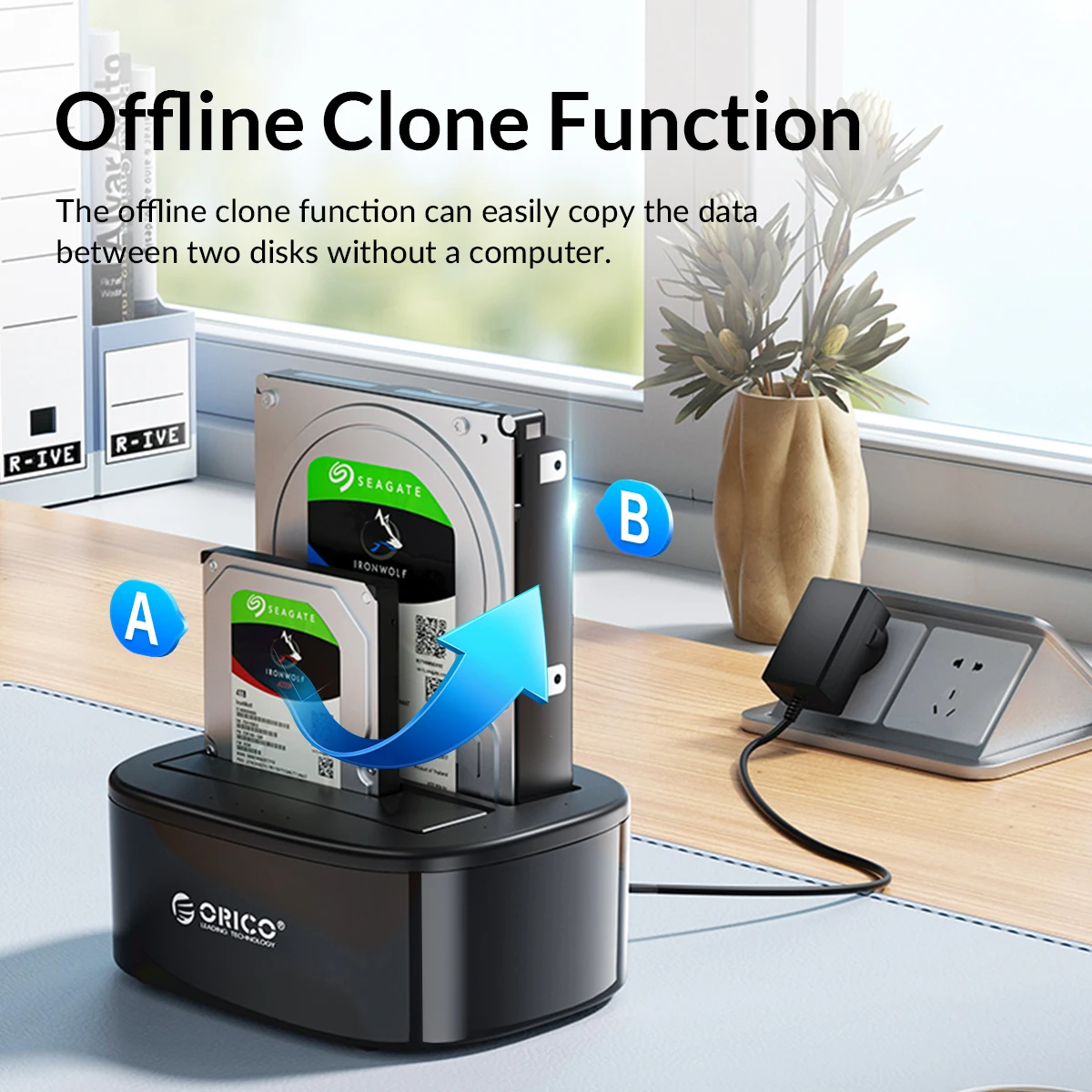 Orico usb 3.0 на sata двойной-бей жесткий диск док-станция для 2 - Фотография_3