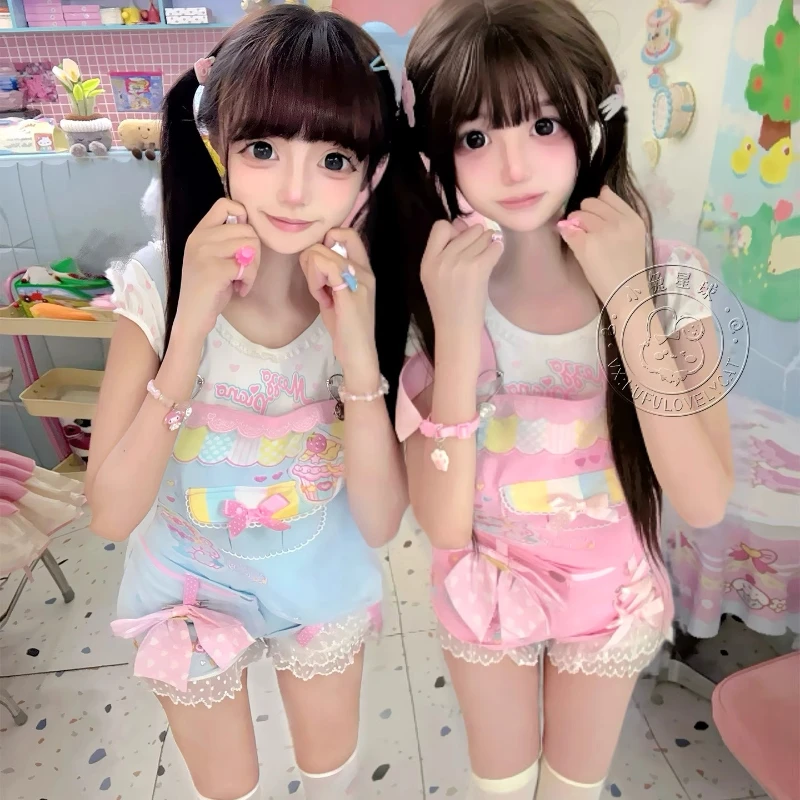 Новые японские розовые женские шорты с милым бантом и вышивкой - Фотография_2