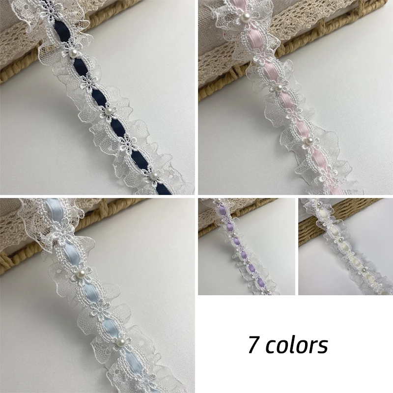 1 ярд кружевная бейка в стиле лолиты с бусинами цвета слоновой кости - Фотография_6