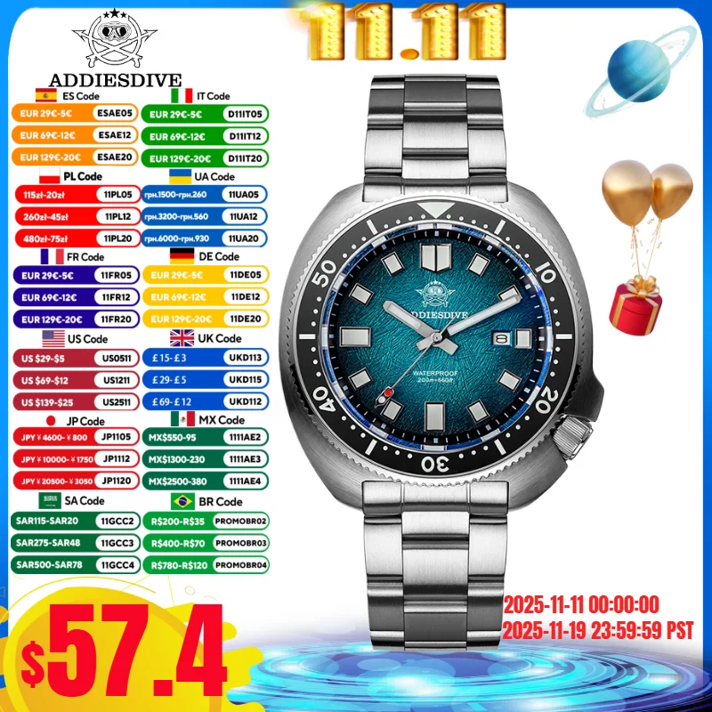 Addiesdive часы для мужчин reloj