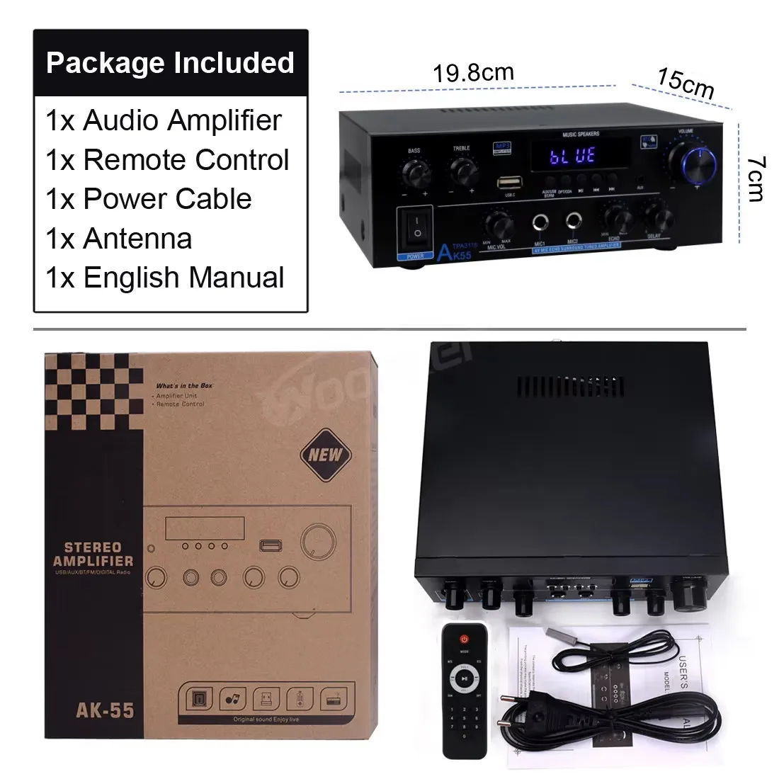 Pro/ak55 цифровой усилитель bluetooth - Фотография_6