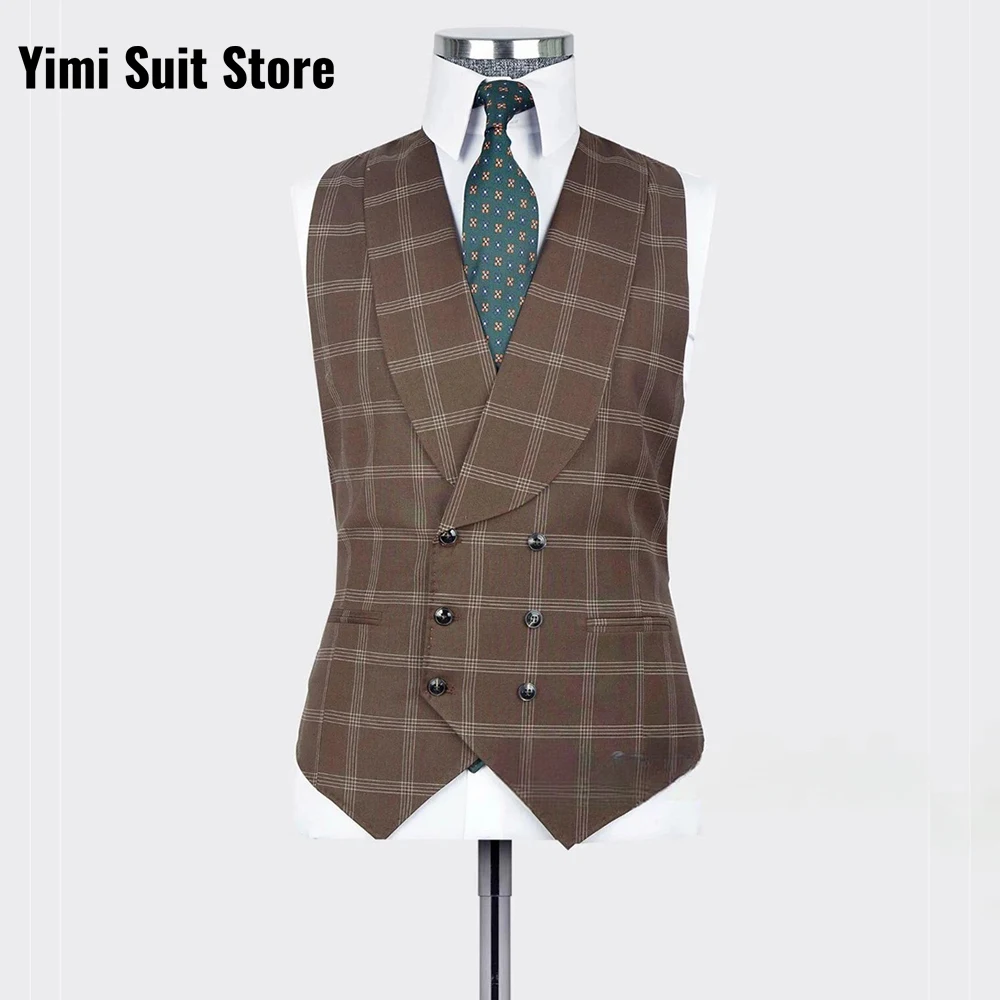 Yiminpwp клетчатый мужской костюм из 3 предметов - Фотография_4