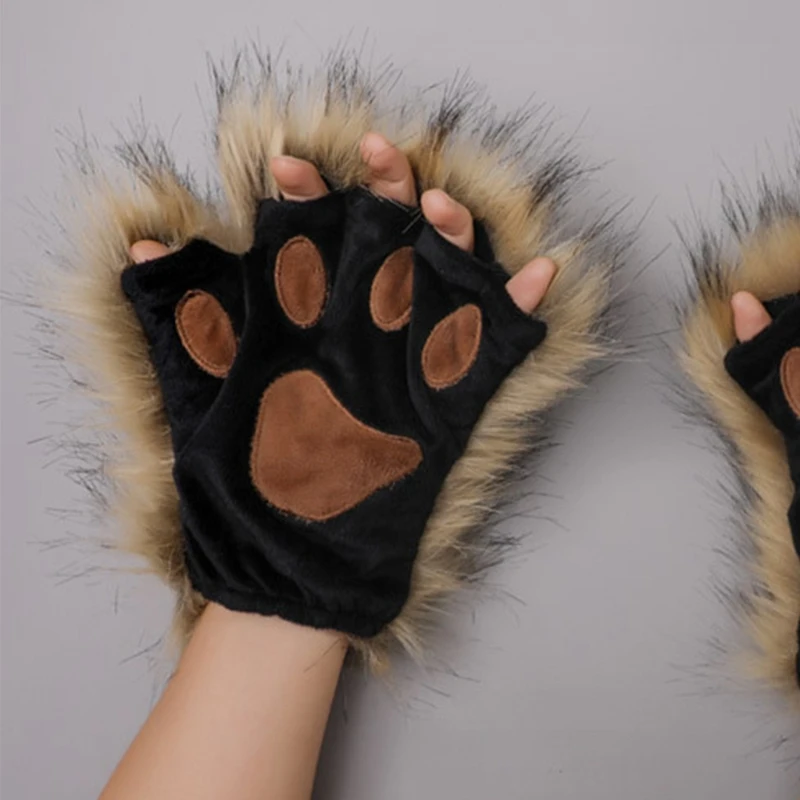 1 пара пушистые лапы перчатки для - Фотография_5