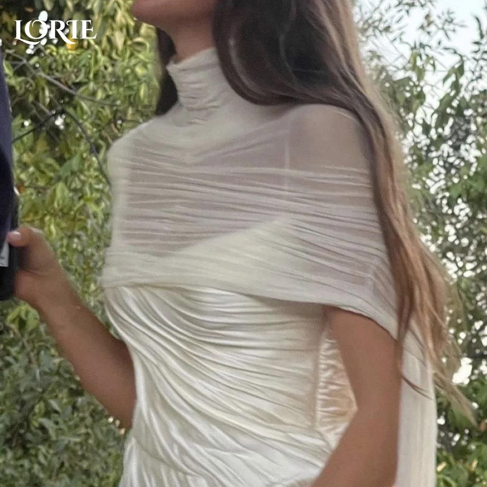 Lorie свадебное платье из крепа с высоким воротником и русалкой - Фотография_4