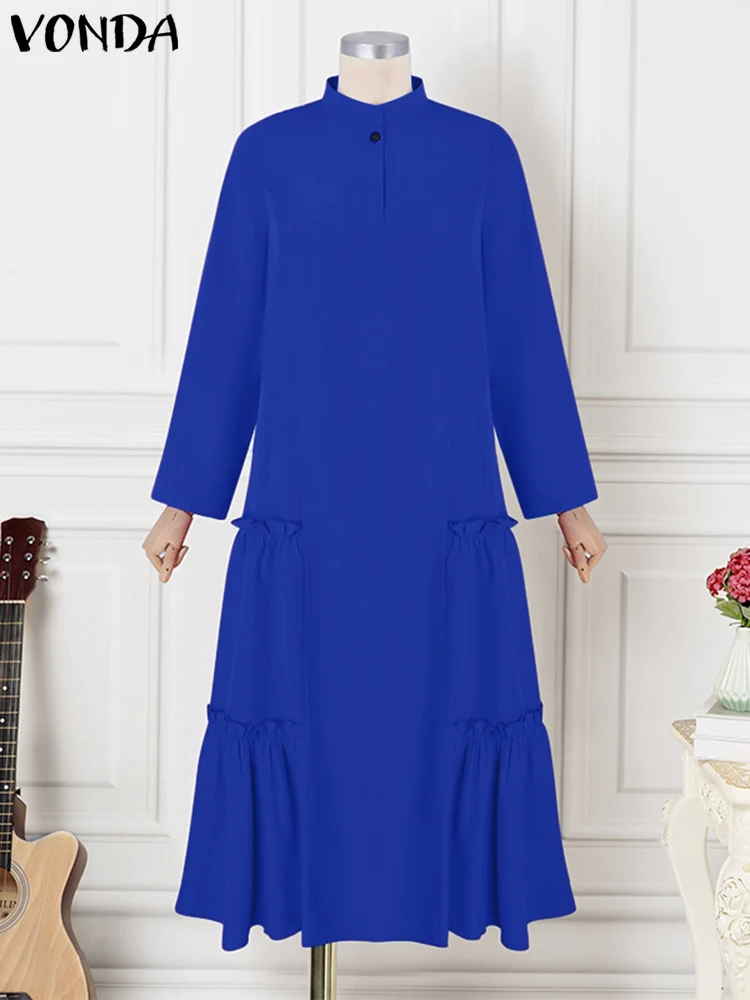 Плюс размер vonda женское длинное платье макси с рюшами 2024 - Фотография_4