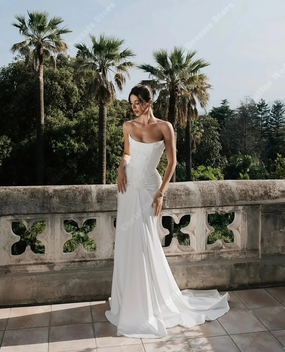 Современные плиссированные женские свадебные платья русалки - Фотография_4