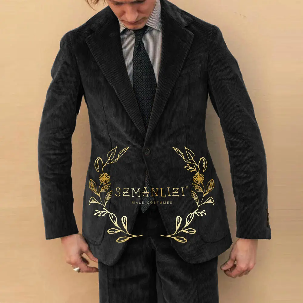 Костюм homme, коричневый вельветовый винтажный мужской костюм - Фотография_2