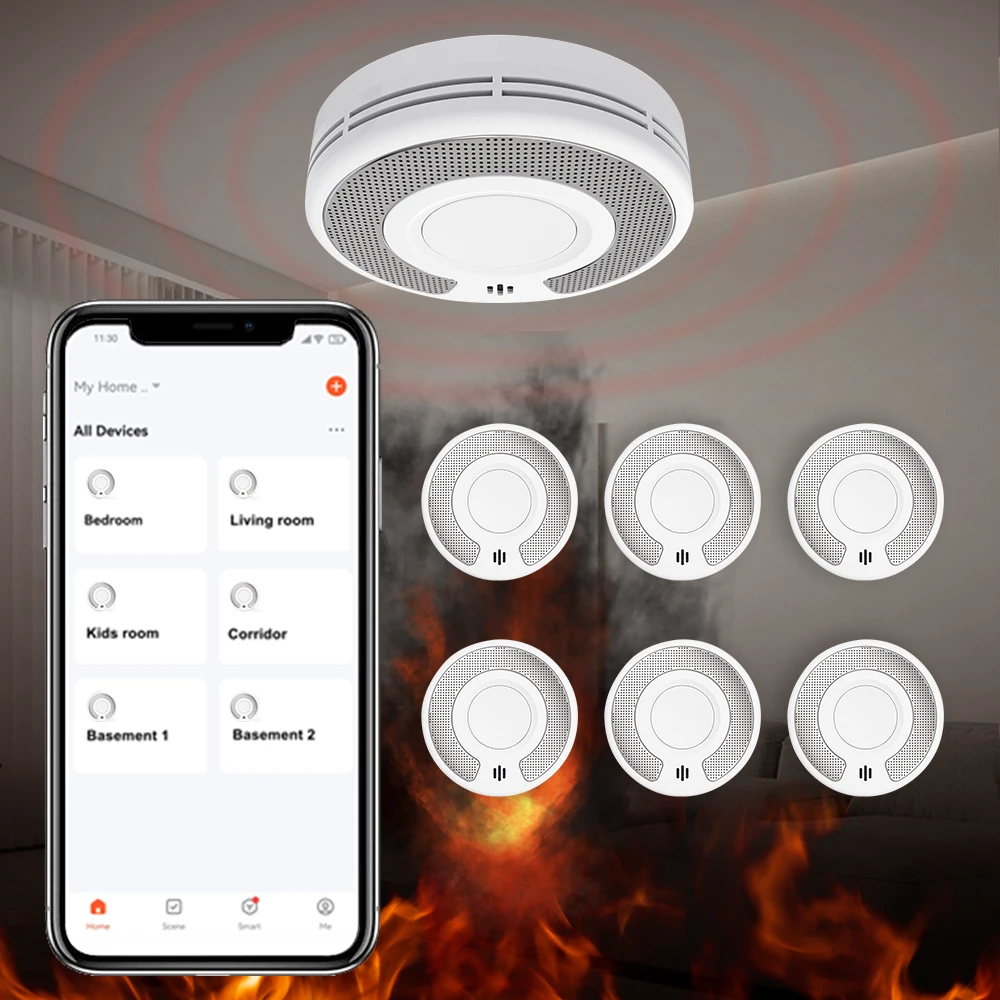 Умный детектор дыма v-come wifi с управлением через приложение tuya - Фотография_3